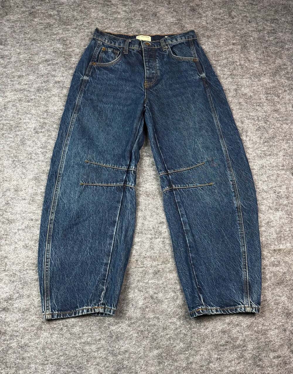 We The Free Good Luck Mid Rise Barrel Jeans Blue Denim Size 24